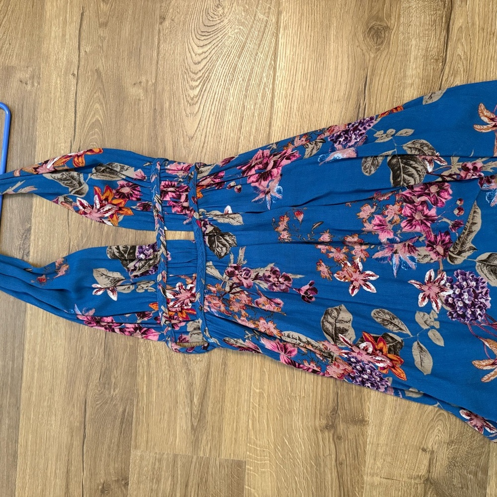 Floral Blue Halter Dress